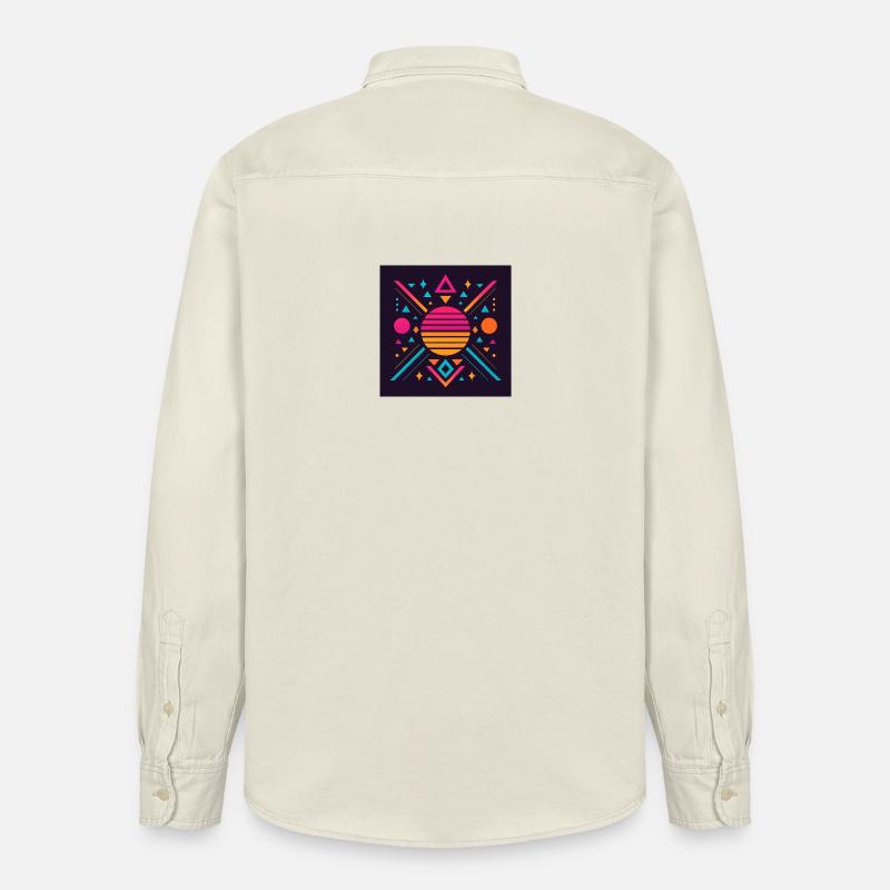 Synthwave geometric pattern - Relaxed Fit Unisex Organic Shirt by Stanley/Stella - soft Ecru