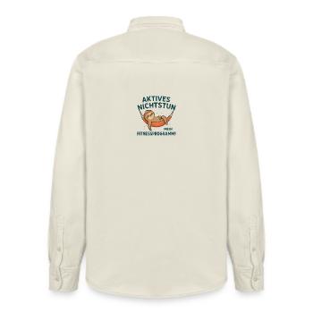 Relaxed sloth in hammock design - Relaxed Fit Unisex Organic Shirt by Stanley/Stella - soft Ecru - Back - AI Model Male 178 light (178cm)
