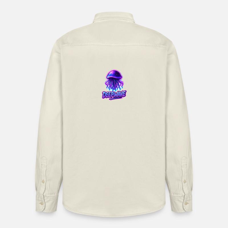 Conception de méduse néon Deepwave - Chemise unisexe coupe décontractée bio Stanley/Stella - écru doux