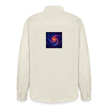 Galactic vortex in space - Relaxed Fit Unisex Organic Shirt by Stanley/Stella - soft Ecru - Back - AI Model Male 178 light (178cm)