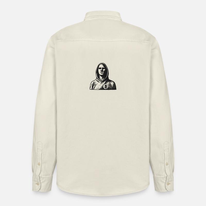 Hacker anonyme avec logo Bitcoin - Chemise unisexe coupe décontractée bio Stanley/Stella - écru doux
