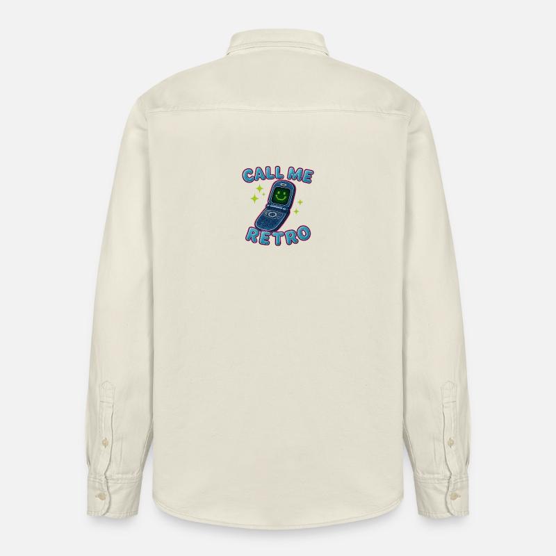 Retro Flip Phone Call Me Design - Relaxed Fit Unisex Organic Hemd von Stanley/Stella - Natur