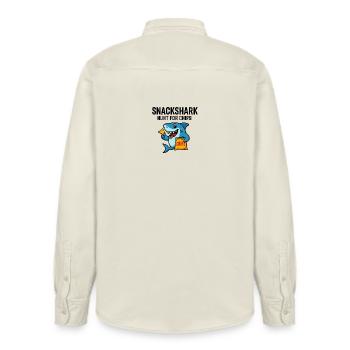 Cute shark with chips - Relaxed Fit Unisex Organic Shirt by Stanley/Stella - soft Ecru - Back - AI Model Male 178 light (178cm)