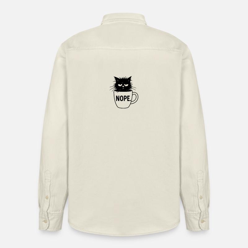Nope Katze Kaffee Sarkasmus - Relaxed Fit Unisex Organic Hemd von Stanley/Stella - Natur