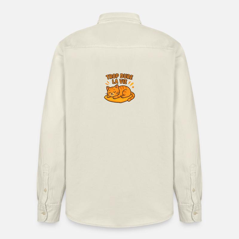 Zu hartes Leben Katze schläft - Relaxed Fit Unisex Organic Hemd von Stanley/Stella - Natur