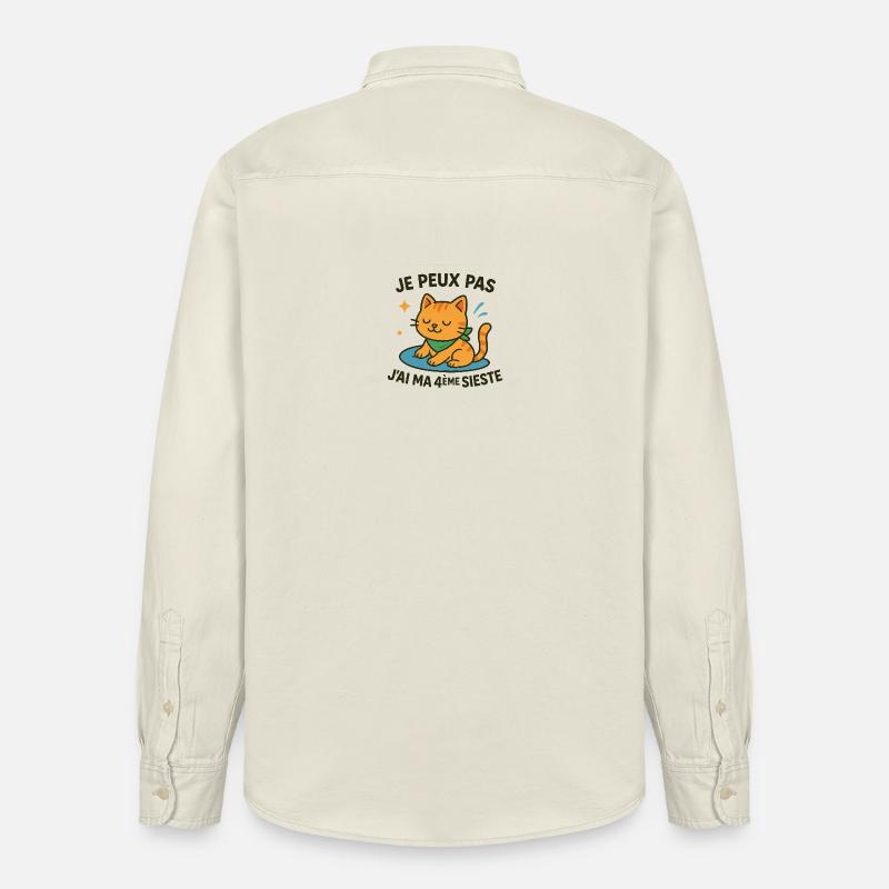 Chat zen en sieste je peux pas - Chemise unisexe coupe décontractée bio Stanley/Stella - écru doux