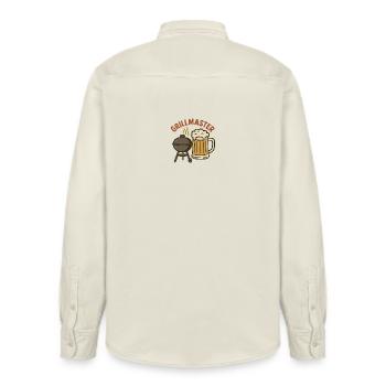 Grillmeister – Bier und Grillmotiv - Relaxed Fit Unisex Organic Hemd von Stanley/Stella - Natur - Hinten - AI Model Male 178 light (178cm)