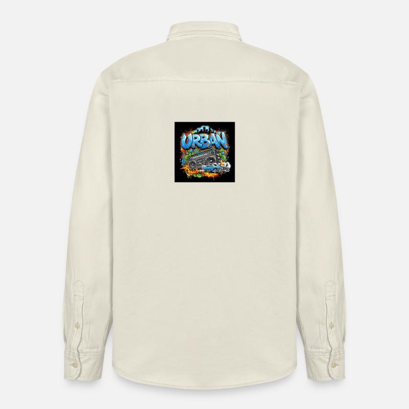 Urbanes Graffiti mit Ghettoblaster und Auto - Relaxed Fit Unisex Organic Hemd von Stanley/Stella - Natur