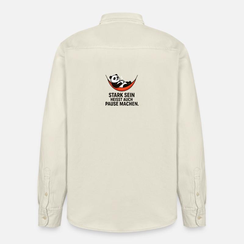 Panda Pause Kraft Spruch - Relaxed Fit Unisex Organic Hemd von Stanley/Stella - Natur