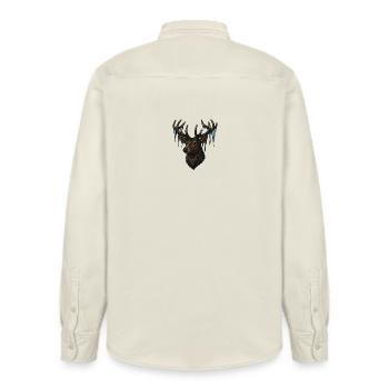 Icy Deer Head - Relaxed Fit Unisex Organic Shirt by Stanley/Stella - soft Ecru - Back - AI Model Male 178 light (178cm)