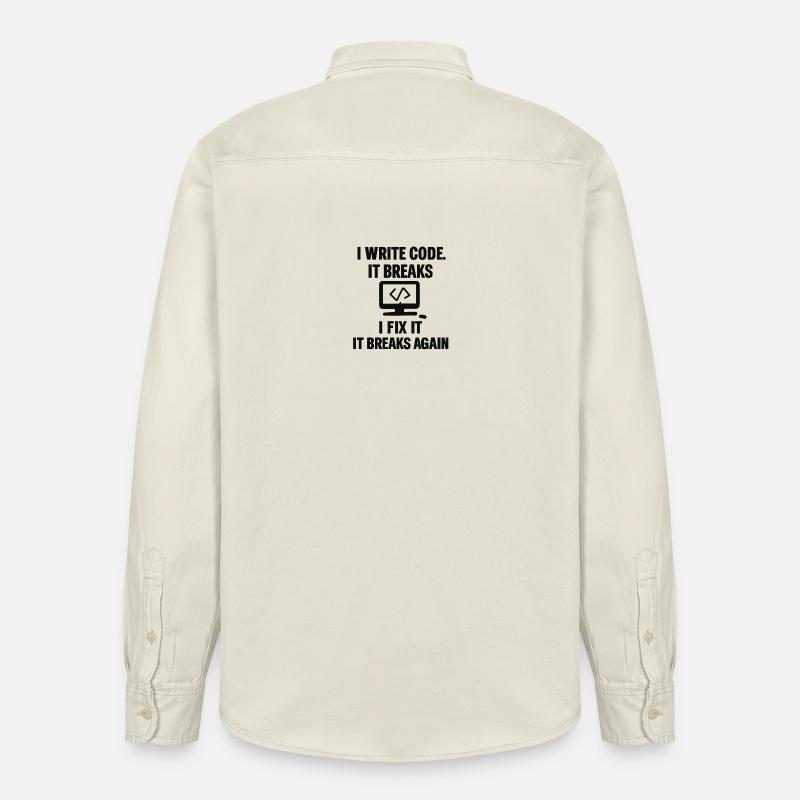 I Write Code – Funny Programmer T-Shirt - Relaxed Fit Unisex Organic Shirt by Stanley/Stella - soft Ecru