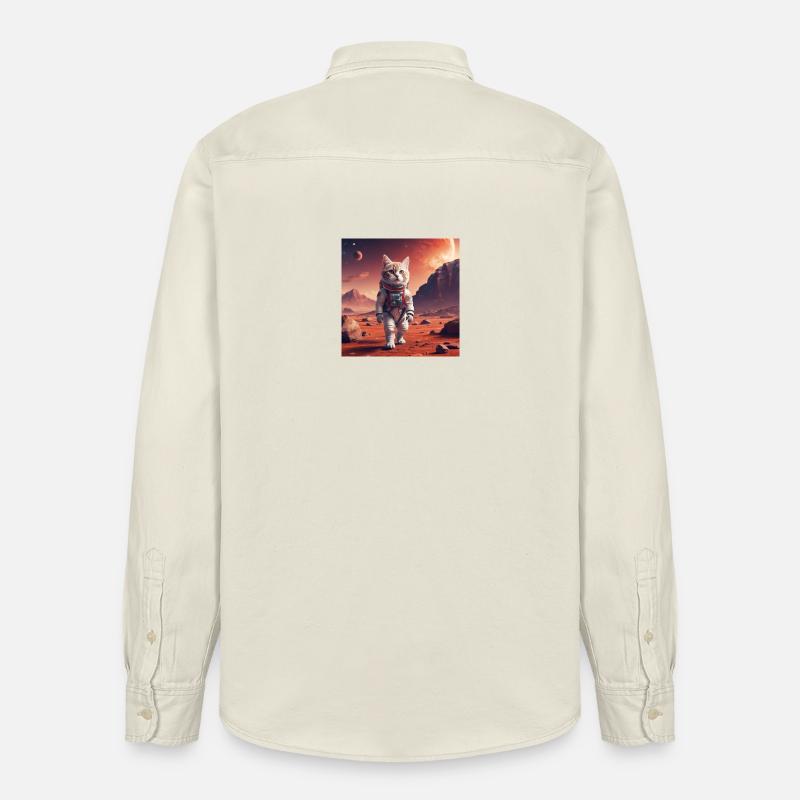 Astronaute chat sur Mars - Chemise unisexe coupe décontractée bio Stanley/Stella - écru doux
