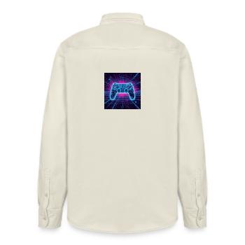 Neon Gaming Universe - Relaxed Fit Unisex Organic Hemd von Stanley/Stella - Natur - Hinten - AI Model Male 178 light (178cm)