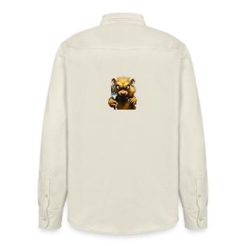 Horror-Hamster mit Gabel - Relaxed Fit Unisex Organic Hemd von Stanley/Stella - Natur - Hinten - AI Model Male 178 light (178cm)