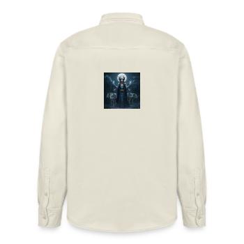 Mondkönigin der Wölfe - Relaxed Fit Unisex Organic Hemd von Stanley/Stella - Natur - Hinten - AI Model Male 178 light (178cm)