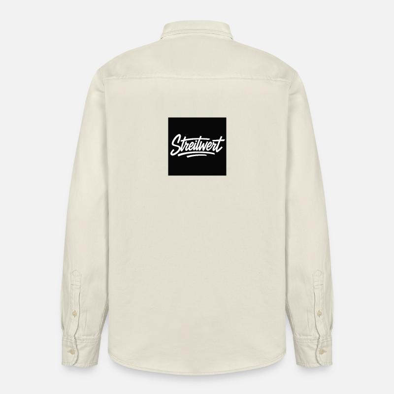 Streitwert Script Logo Schwarz - Relaxed Fit Unisex Organic Hemd von Stanley/Stella - Natur