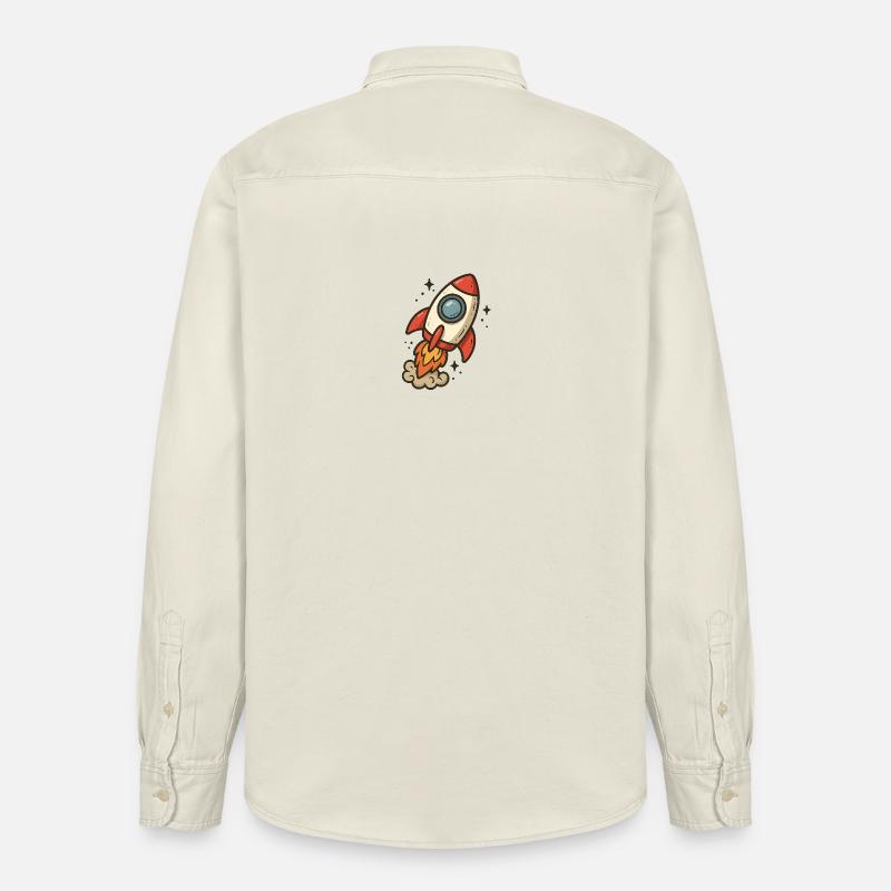 Fusée cartoon spatiale - Chemise unisexe coupe décontractée bio Stanley/Stella - écru doux