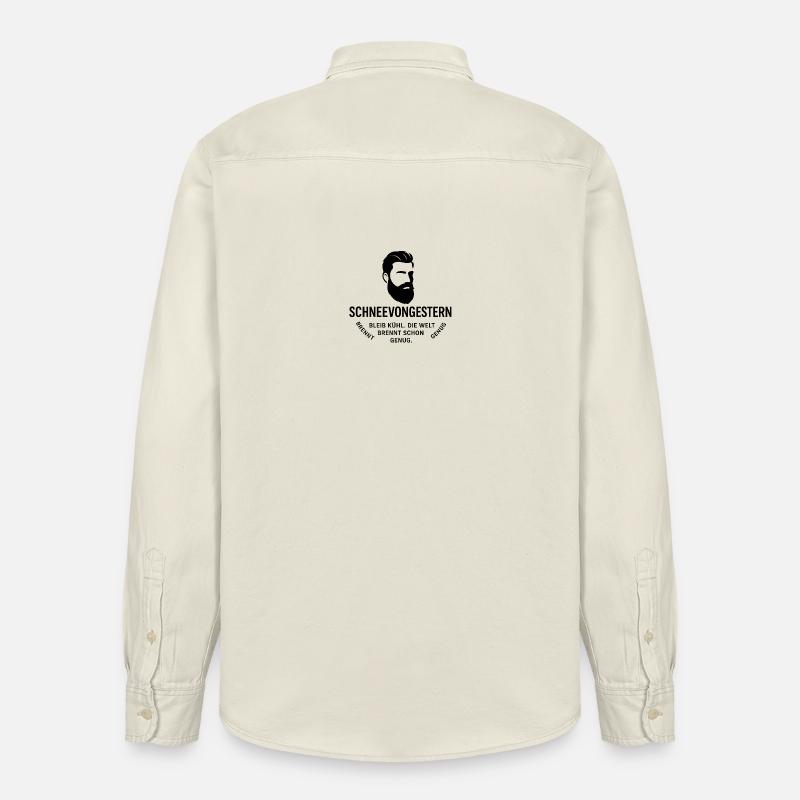 Bartkopf Portrait mit Textgrafik(SchneeVonGestern) - Relaxed Fit Unisex Organic Hemd von Stanley/Stella - Natur