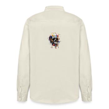 Schädel mit Spritzern bemalt - Relaxed Fit Unisex Organic Hemd von Stanley/Stella - Natur - Hinten - AI Model Male 178 light (178cm)