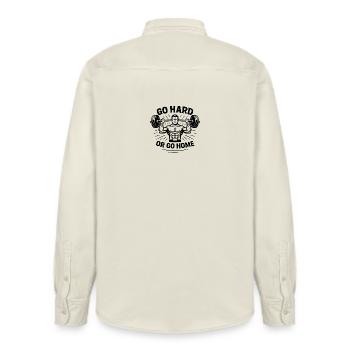 Go Hard Or Go Home Weightlifting - Relaxed Fit Unisex Organic Shirt by Stanley/Stella - soft Ecru - Back - AI Model Male 178 light (178cm)