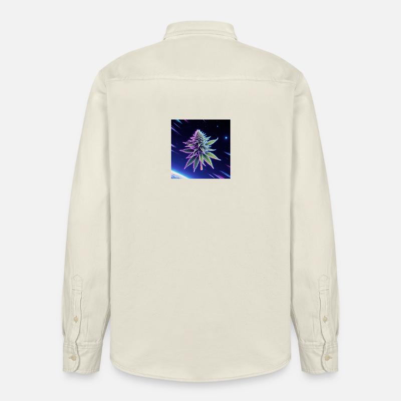 Feuille de cannabis néon spatiale - Chemise unisexe coupe décontractée bio Stanley/Stella - écru doux