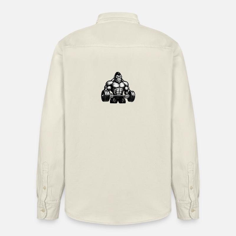 Kraftgorilla beim Hantelheben - Relaxed Fit Unisex Organic Hemd von Stanley/Stella - Natur