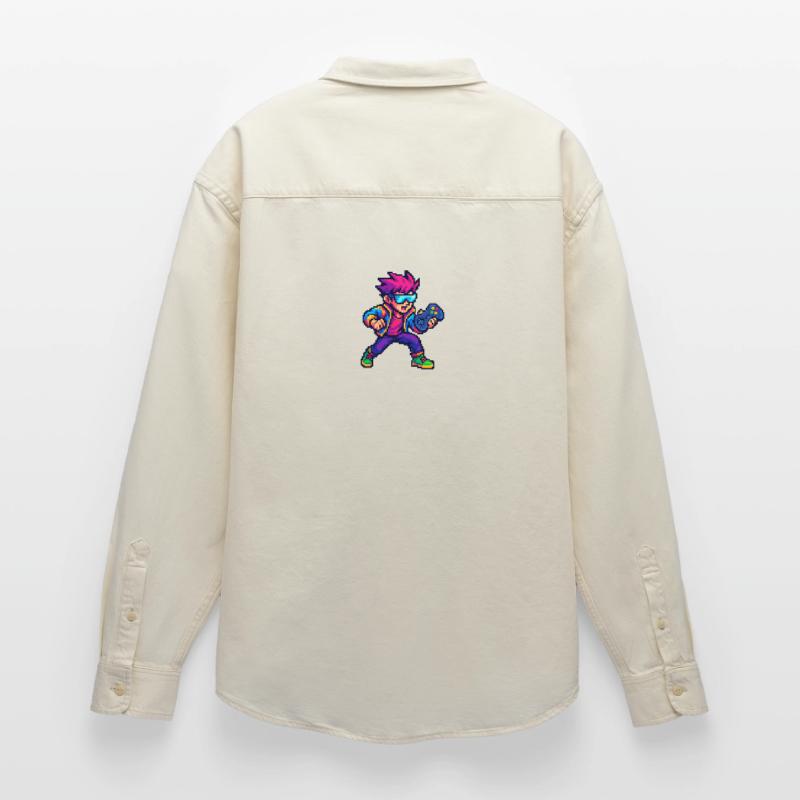Retro Pixelheld mit Controller Relaxed Fit Unisex Organic Hemd von Stanley/Stella