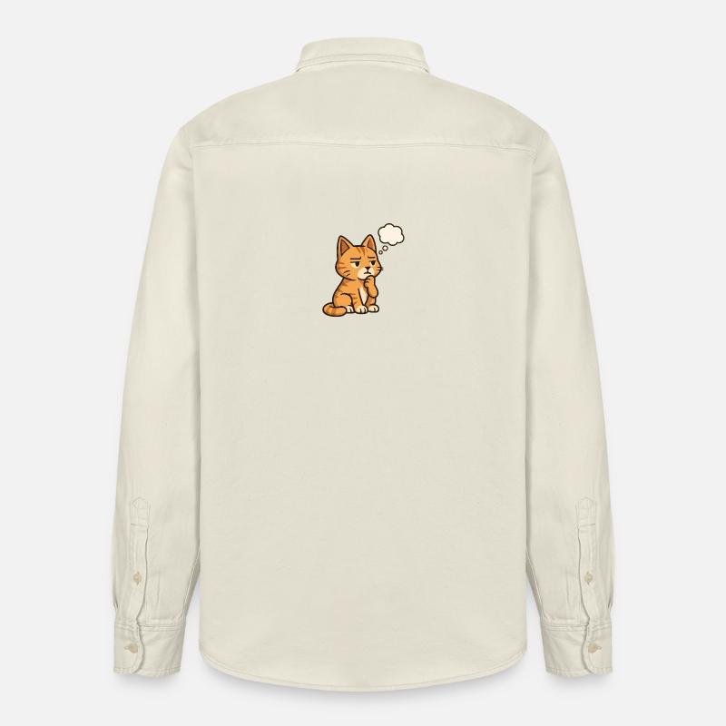 Chat-Réfléchi - Chemise unisexe coupe décontractée bio Stanley/Stella - écru doux