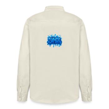 Graffiti Simon Name Gift Ideal Printable On - Relaxed Fit Unisex Organic Shirt by Stanley/Stella - soft Ecru - Back - AI Model Male 178 light (178cm)