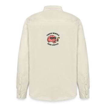 Mental load: OFF DUTY - Relaxed Fit Unisex Organic Shirt by Stanley/Stella - soft Ecru - Back - AI Model Male 178 light (178cm)