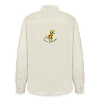 Frucht-Dino mit Obstkranz - Relaxed Fit Unisex Organic Hemd von Stanley/Stella - Natur - Hinten - AI Model Male 178 light (178cm)