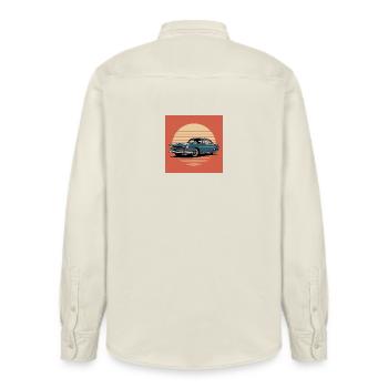 Sunset Drive Oldtimer - Relaxed Fit Unisex Organic Hemd von Stanley/Stella - Natur - Hinten - AI Model Male 178 light (178cm)