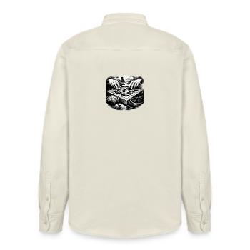 Go Board Game – Zen Strategy Illustration - Relaxed Fit Unisex Organic Shirt by Stanley/Stella - soft Ecru - Back - AI Model Male 178 light (178cm)