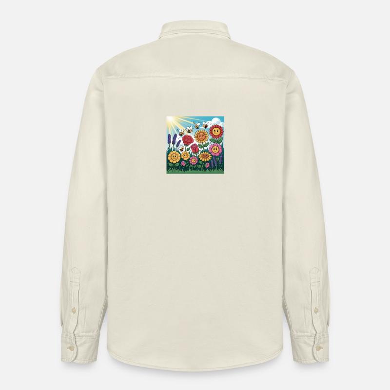 Sonnenblumengarten mit Biene - Relaxed Fit Unisex Organic Hemd von Stanley/Stella - Natur