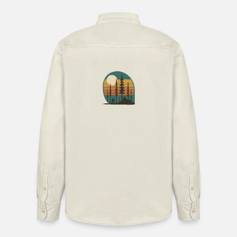 Waldsonne Radfahrer Retro-Landschaft geschenkidee  - Relaxed Fit Unisex Organic Hemd von Stanley/Stella - Natur