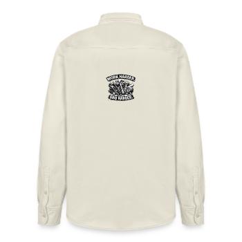 Vaterarbeit: Mehr Einsatz - Relaxed Fit Unisex Organic Hemd von Stanley/Stella - Natur - Hinten - AI Model Male 178 light (178cm)