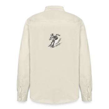 Patineurs de vitesse en pleine dynamique - Chemise unisexe coupe décontractée bio Stanley/Stella - écru doux - Dos - AI Model Male 178 light (178cm)