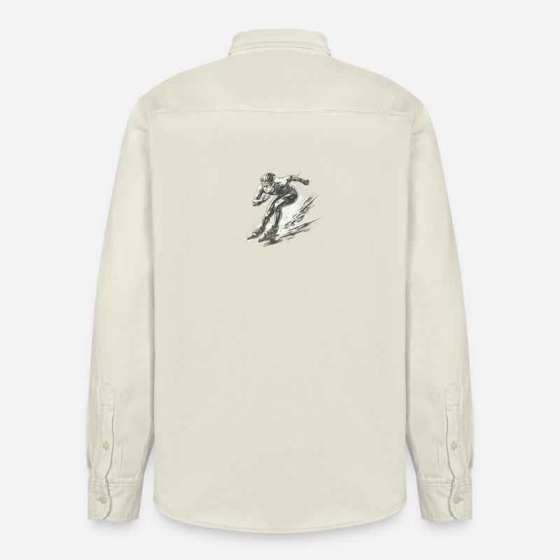Eisschnellläufer in voller Dynamik - Relaxed Fit Unisex Organic Hemd von Stanley/Stella - Natur