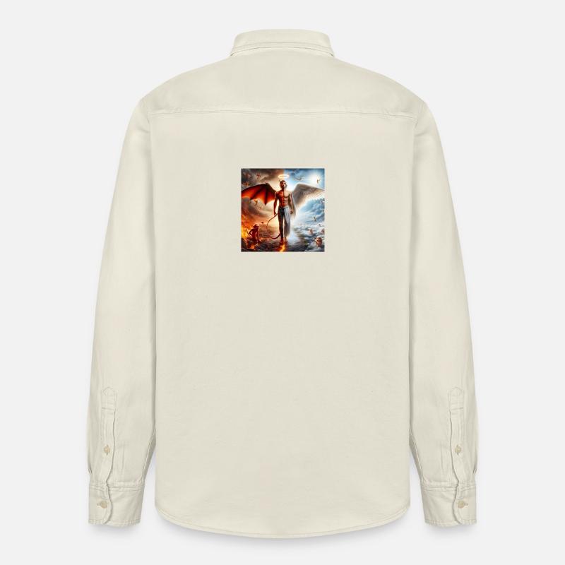 Dualité Céleste et Infernale - Chemise unisexe coupe décontractée bio Stanley/Stella - écru doux
