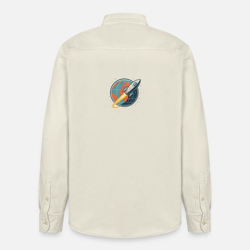 Lancement de fusée au-dessus du globe - Chemise unisexe coupe décontractée bio Stanley/Stella - écru doux