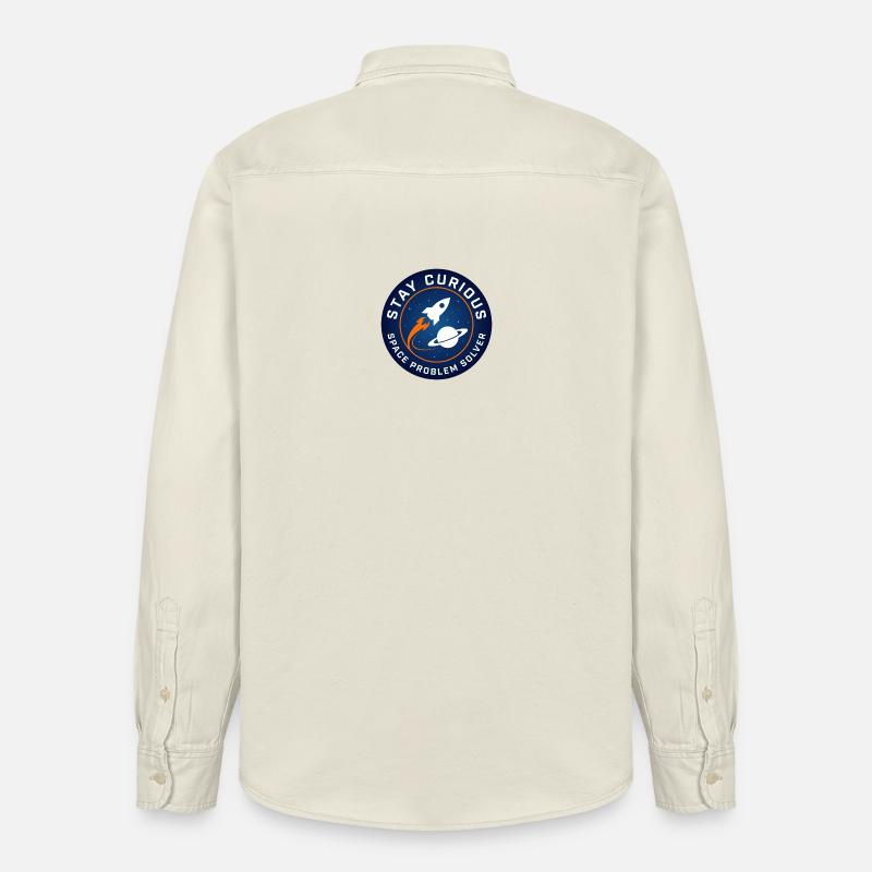 Restez curieux : Aventure spatiale - Chemise unisexe coupe décontractée bio Stanley/Stella - écru doux