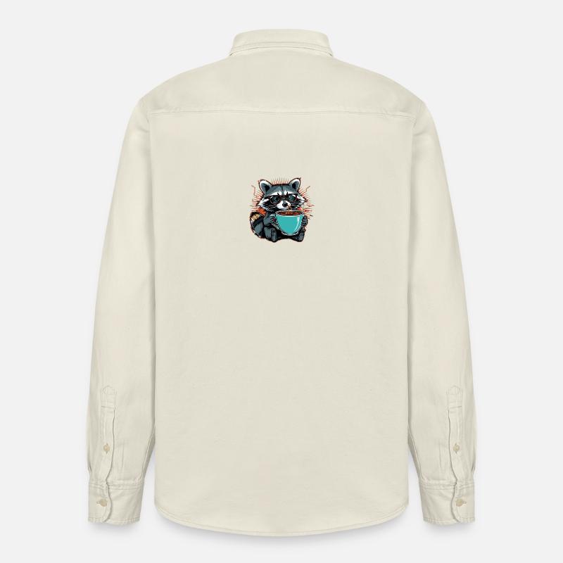 Überforderter Waschbär mit Kaffee - Relaxed Fit Unisex Organic Hemd von Stanley/Stella - Natur