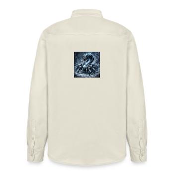 Kristalldrache im Eissturm - Relaxed Fit Unisex Organic Hemd von Stanley/Stella - Natur - Hinten - AI Model Male 178 light (178cm)
