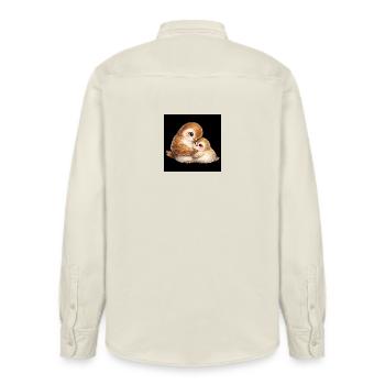Mama Vogel kuschelt mit ihrem Kleinen - Relaxed Fit Unisex Organic Hemd von Stanley/Stella - Natur - Hinten - AI Model Male 178 light (178cm)