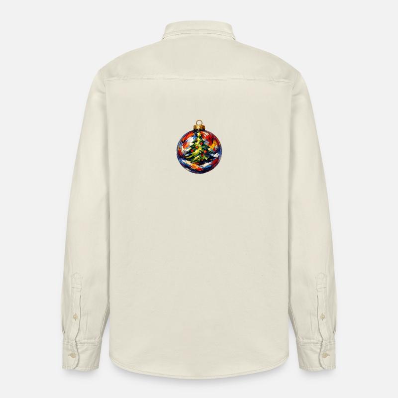 Weihnachtskugel mit Tannenbaummotiv - Relaxed Fit Unisex Organic Hemd von Stanley/Stella - Natur