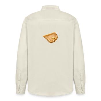 simply delicious - Relaxed Fit Unisex Organic Shirt by Stanley/Stella - soft Ecru - Back - AI Model Male 178 light (178cm)