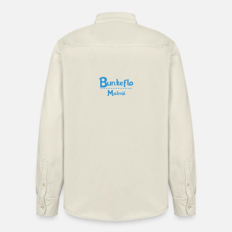 Centrum Malmö – Blue Text Design - Relaxed Fit Unisex Organic Hemd von Stanley/Stella - Natur