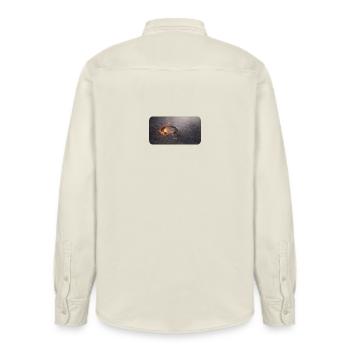 Hoof track in the ash floor - Relaxed Fit Unisex Organic Shirt by Stanley/Stella - soft Ecru - Back - AI Model Male 178 light (178cm)