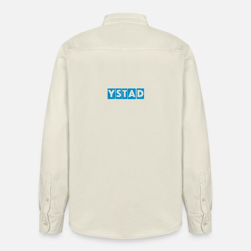 Ystad – Conception de texte bleu - Chemise unisexe coupe décontractée bio Stanley/Stella - écru doux