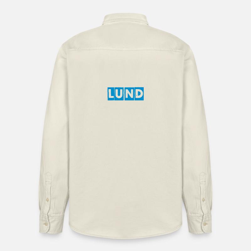 Lund – Conception de texte bleu - Chemise unisexe coupe décontractée bio Stanley/Stella - écru doux
